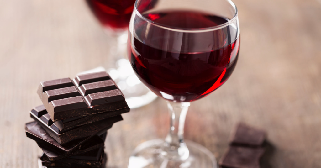 Dark chocolates and red wine