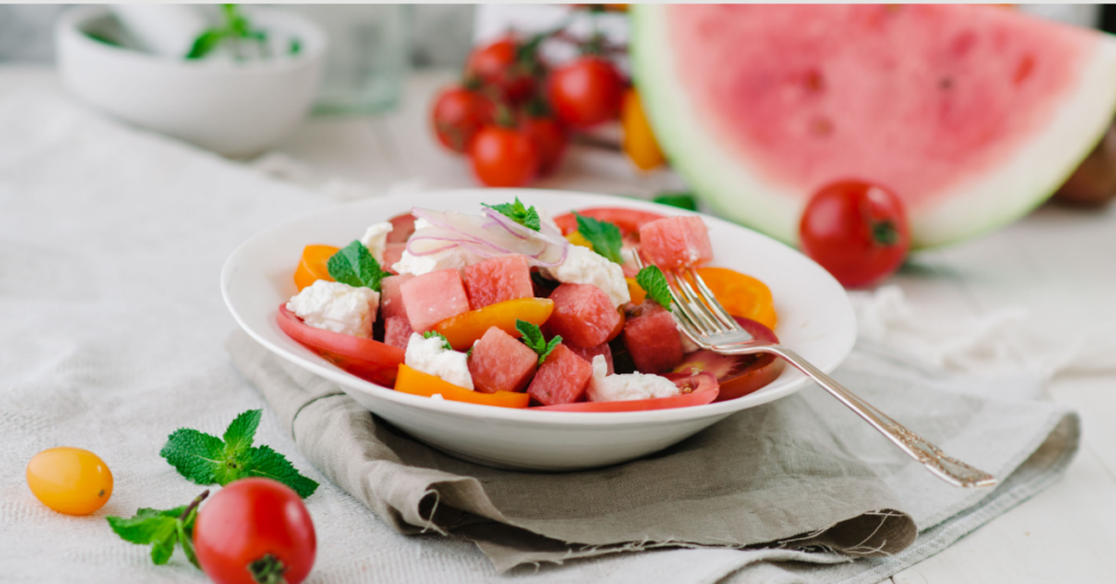 Watermelon and tomatoes for sun-healthy skin